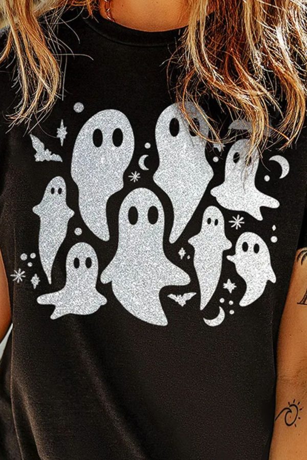 Hazel Blues® |  Ghost Round Neck Short Sleeve T-Shirt Hot on Sale - Image 3