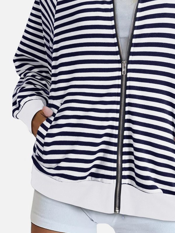 Hazel Blues® |  Striped Zip Up Long Sleeve Sweatshirt Fashion - Image 3
