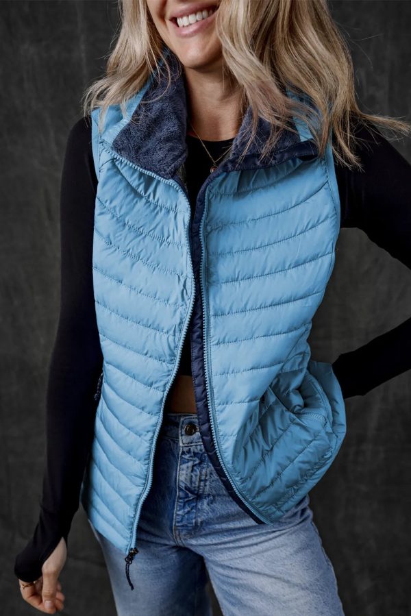 Hazel Blues® |  Pocketed Zip Up Vest Coat Hot on Sale - Image 3