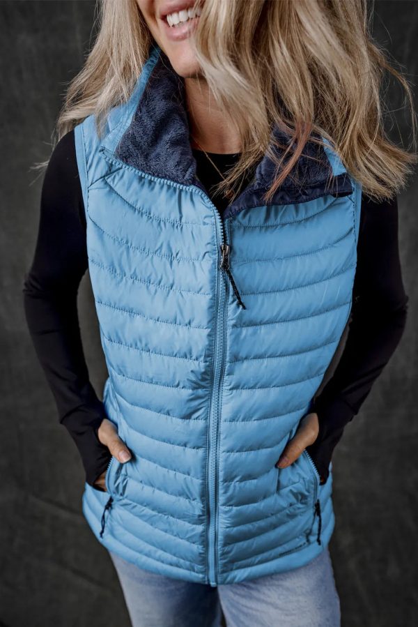 Hazel Blues® |  Pocketed Zip Up Vest Coat Hot on Sale - Image 2