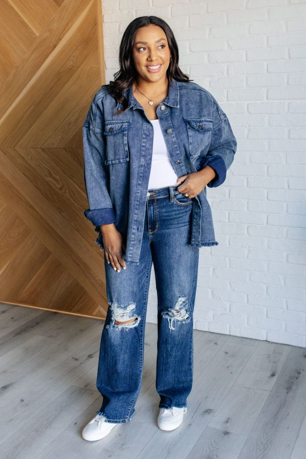 Hazel Blues® |  Just In Case Mineral Wash Shacket Sale - Image 3