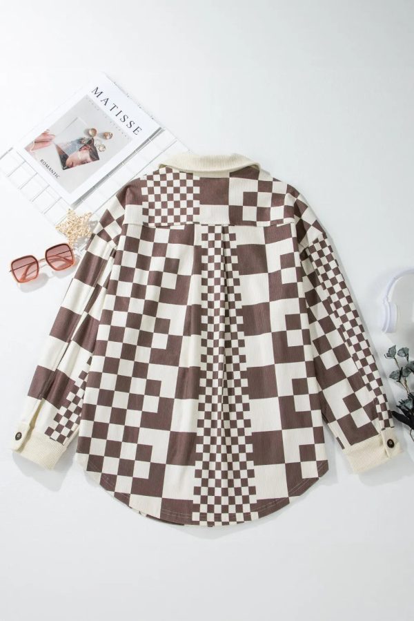 Hazel Blues® |  Pocketed Checkered Button Up Long Sleeve Jacket Cheap - Image 4