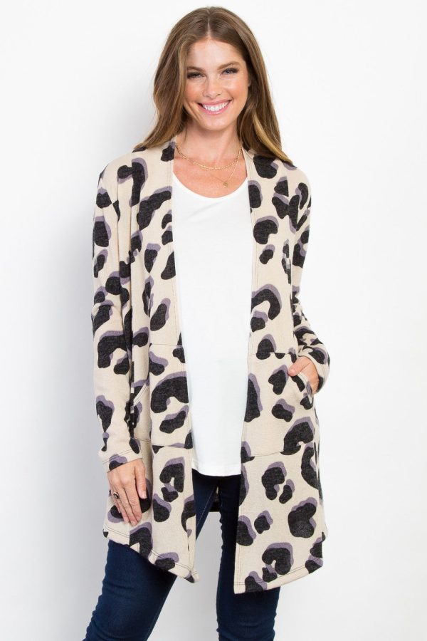 Hazel Blues® |  Be Stage Printed Open Front Knit Cardigan with Pockets Online Sale
