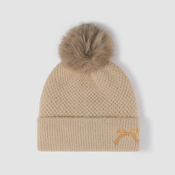 Hazel Blues® |  Thermal Bow Knit Hat with Pompom Online Hot Sale - Image 4