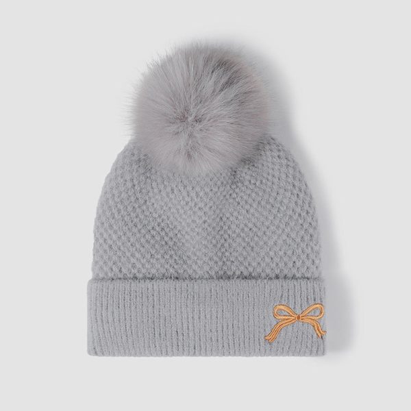 Hazel Blues® |  Thermal Bow Knit Hat with Pompom Online Hot Sale - Image 3