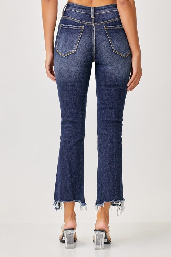 Hazel Blues® |  Risen Frayed Hem Cropped Straight Jeans Discount - Image 2