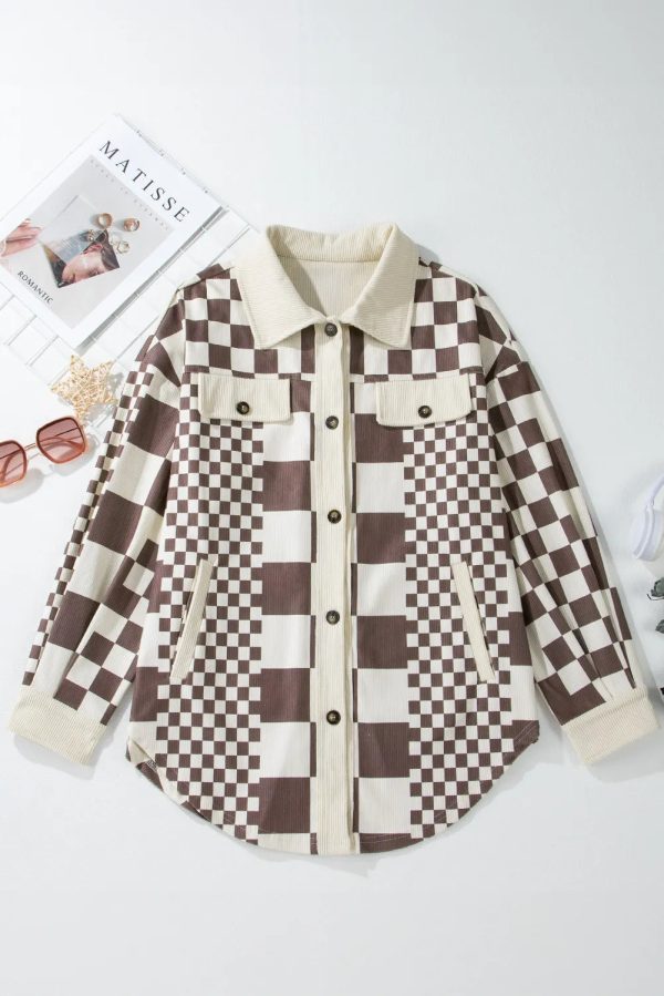 Hazel Blues® |  Pocketed Checkered Button Up Long Sleeve Jacket Cheap - Image 3
