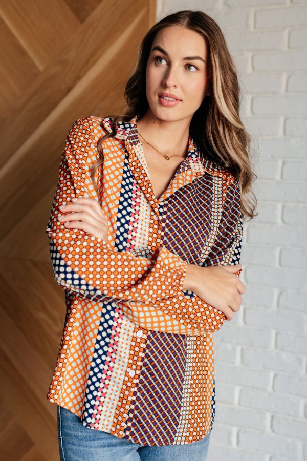 Hazel Blues® |  Moderately Mod Polka Dot Button Up Top Online