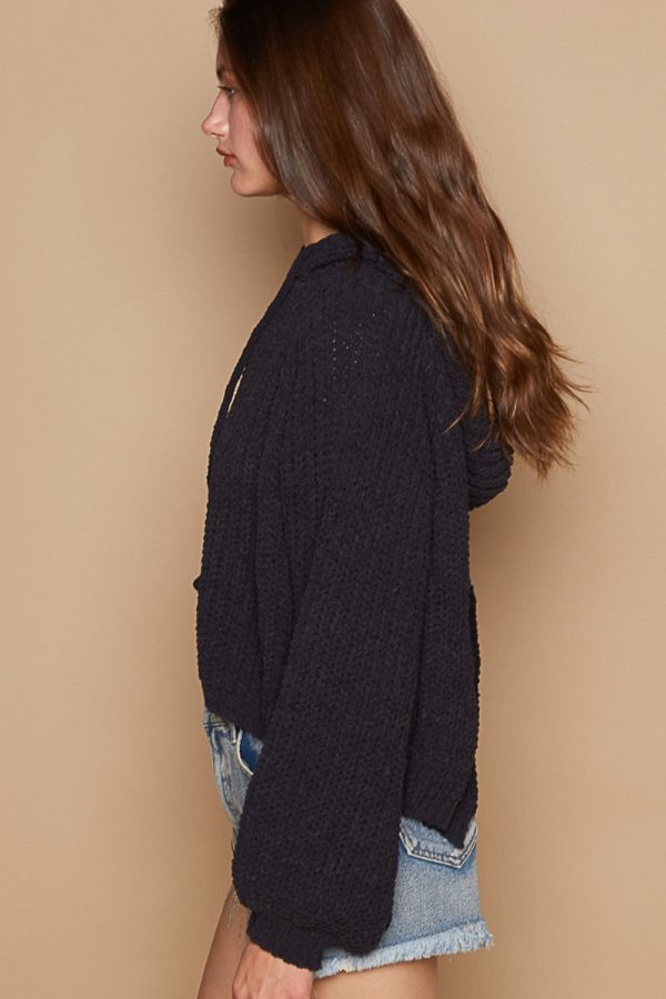 Hazel Blues® |  POL Back Open Slit Balloon Sleeve Crop Hooded Sweater Fashion - Image 3