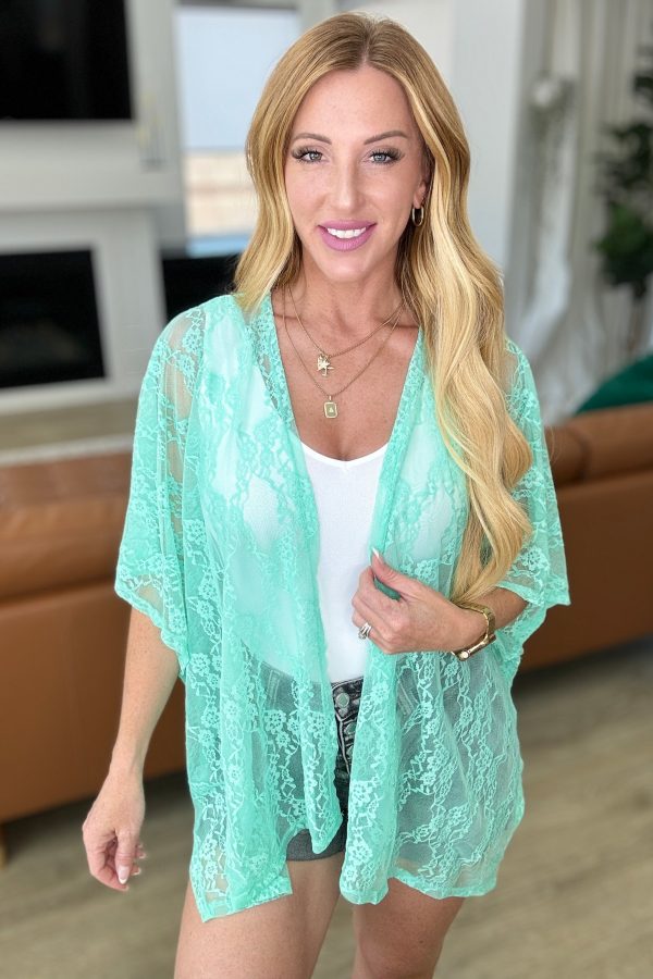 Hazel Blues® |  Good Days Ahead Lace Kimono In Mint For Cheap