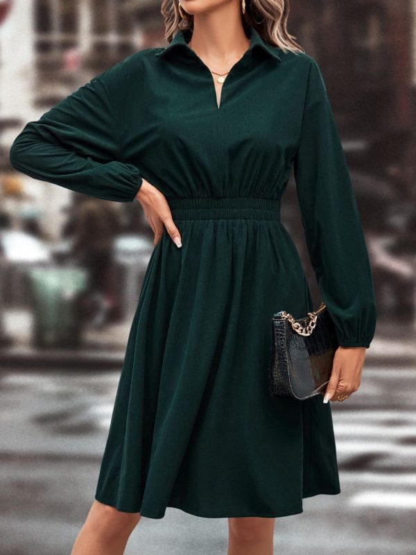Hazel Blues® |  Smocked Johnny Collar Long Sleeve Dress Online Sale - Image 4