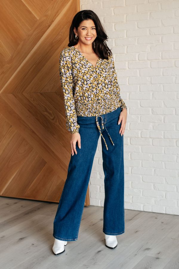 Hazel Blues® |  Honey Honey Floral Smocked Blouse in Black Supply - Image 2
