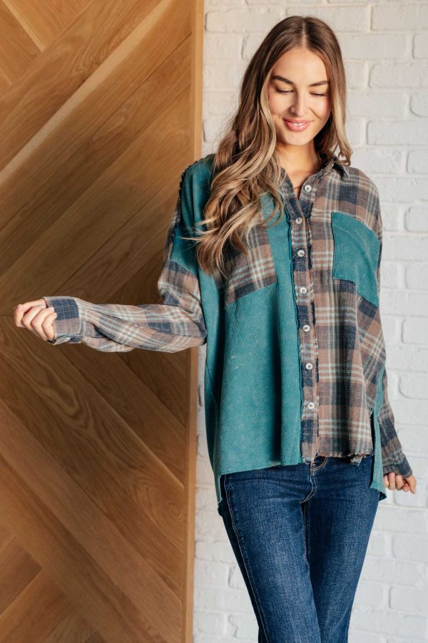 Hazel Blues® |  Tied for Time Thermal Plaid Button Up Online Sale - Image 4