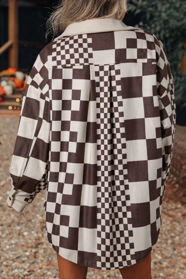 Hazel Blues® |  Pocketed Checkered Button Up Long Sleeve Jacket Cheap - Image 2