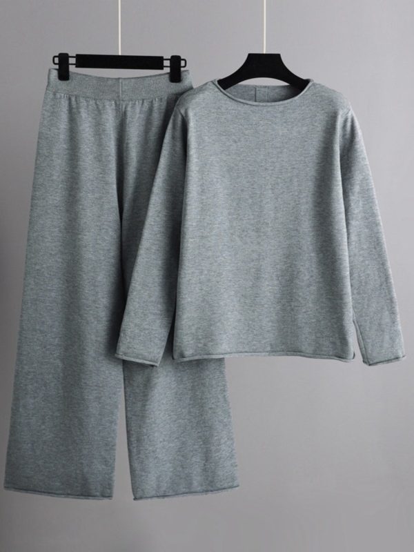 Hazel Blues® |  Basic Bae Rolled Round Neck Top and Pants Sweater Set Hot on Sale - Image 3
