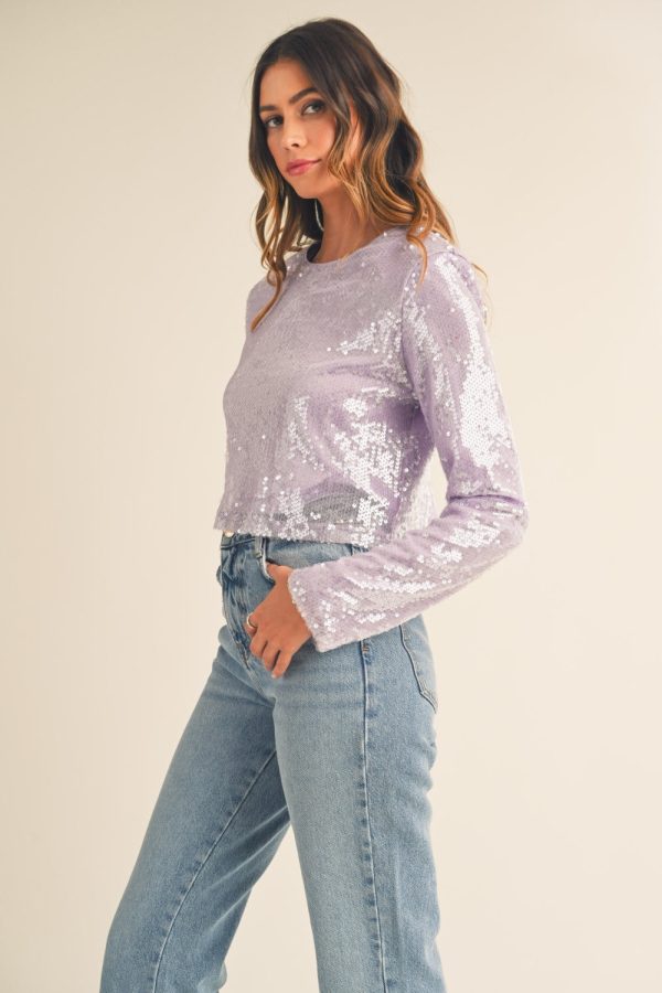 Hazel Blues® |  MABLE Shoulder Padded Sequin Crop Top Supply