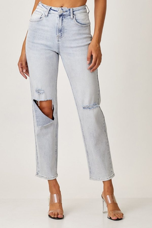 Hazel Blues® |  RISEN High Rise Distressed Relaxed Jeans For Discount