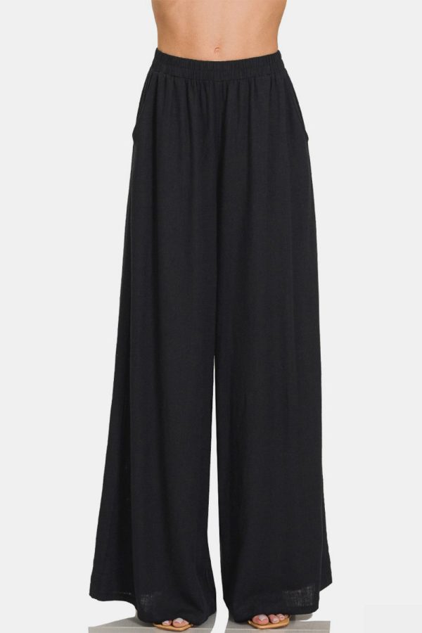 Hazel Blues® |  Zenana Pleated Linen Blend Wide Leg Pants Online now - Image 3