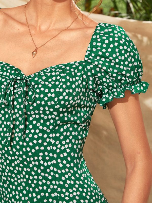 Hazel Blues® |  Tied Floral Short Sleeve Midi Dress Cheap - Image 3