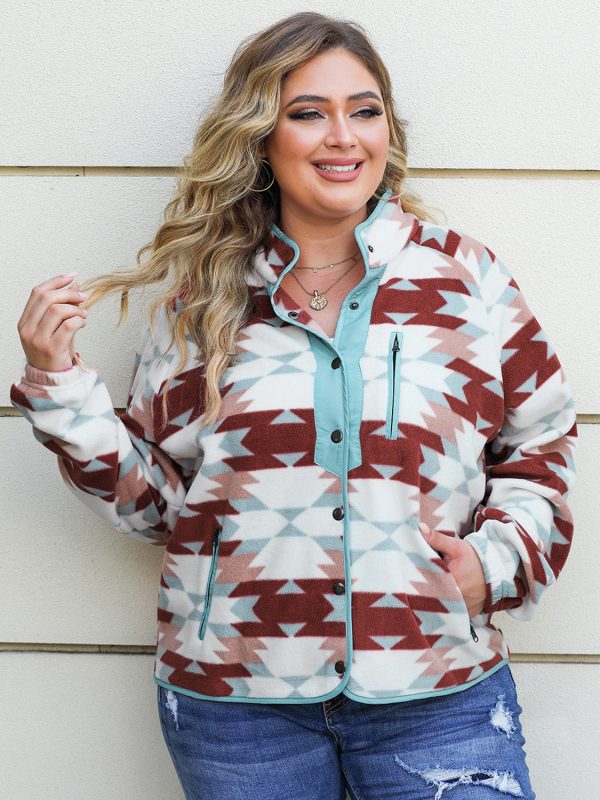 Hazel Blues® | Geometric Snap Down Long Sleeve Jacket For Cheap - Image 4