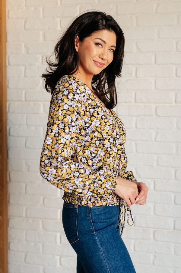Hazel Blues® |  Honey Honey Floral Smocked Blouse in Black Supply - Image 4