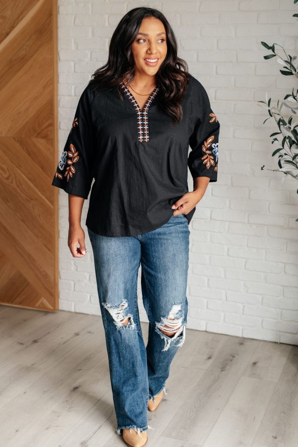 Hazel Blues® |  All In Me Embroidered V-Neck Blouse Online Hot Sale - Image 4