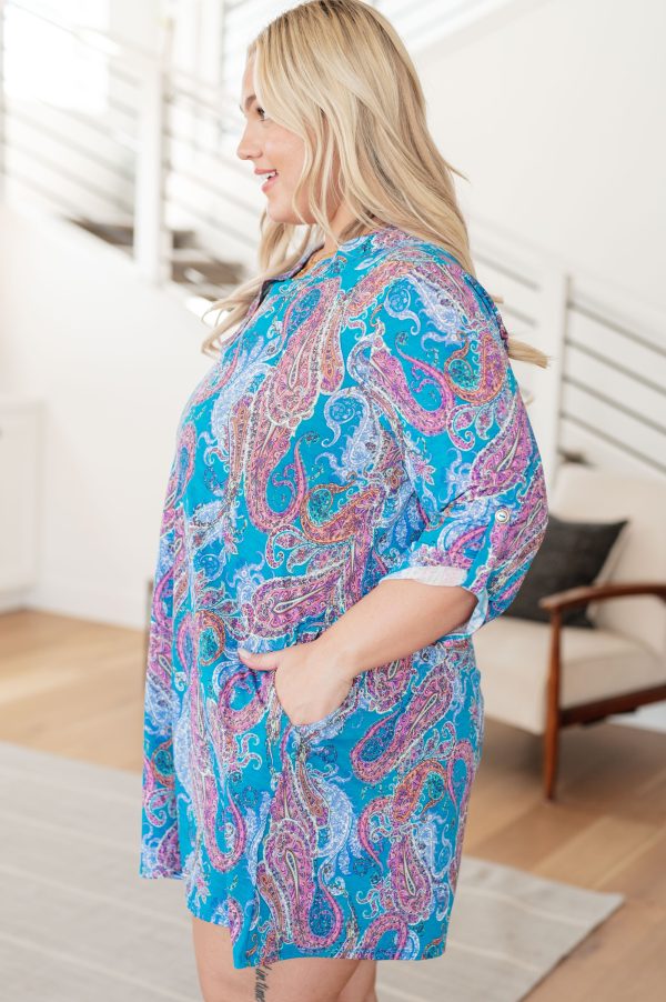 Hazel Blues® |  Lizzy Dress in Teal and Pink Paisley Online Hot Sale - Image 4