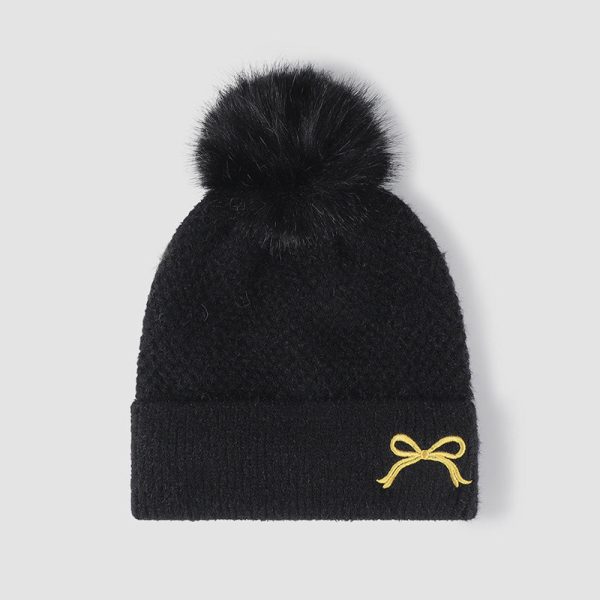 Hazel Blues® |  Thermal Bow Knit Hat with Pompom Online Hot Sale - Image 2