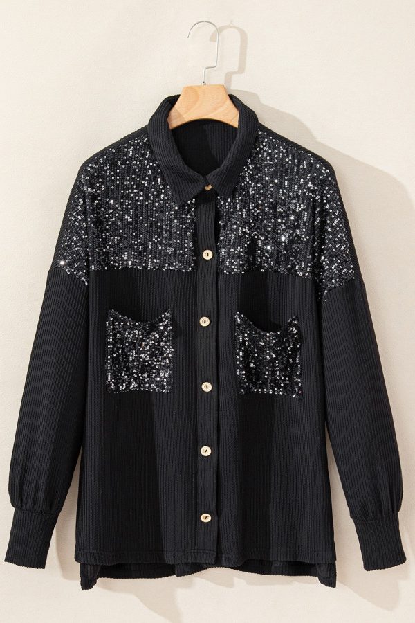 Hazel Blues® |  Sequin Button Up Dropped Shoulder Jacket Online now - Image 5