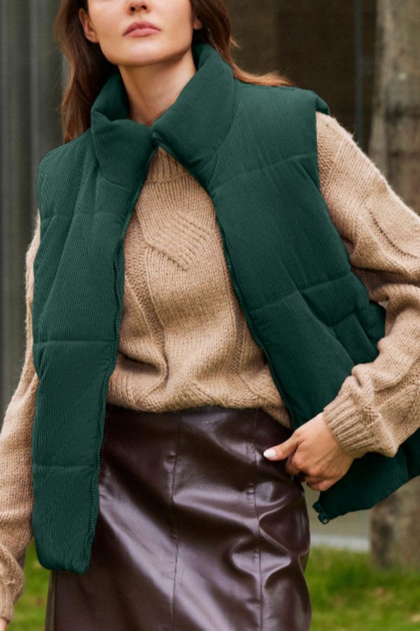 Hazel Blues® |  Zip Up Turtleneck Vest Coat Fashion
