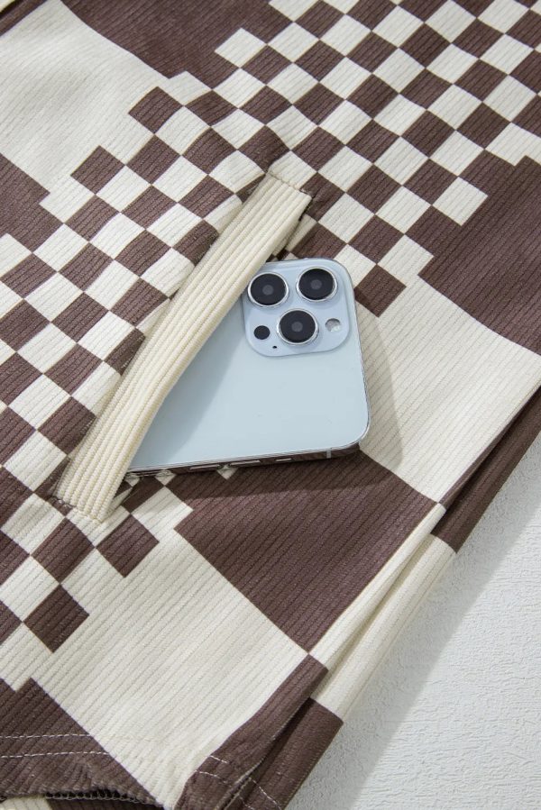 Hazel Blues® |  Pocketed Checkered Button Up Long Sleeve Jacket Cheap - Image 5