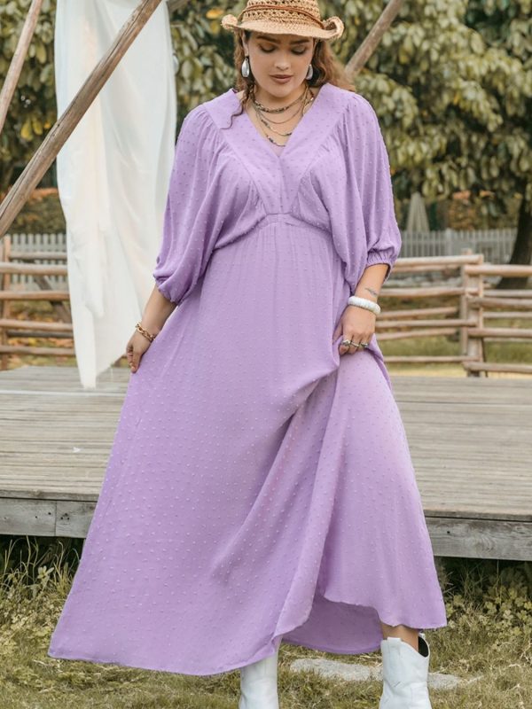 Hazel Blues® | Swiss Dot V-Neck Midi Dress Hot on Sale - Image 4