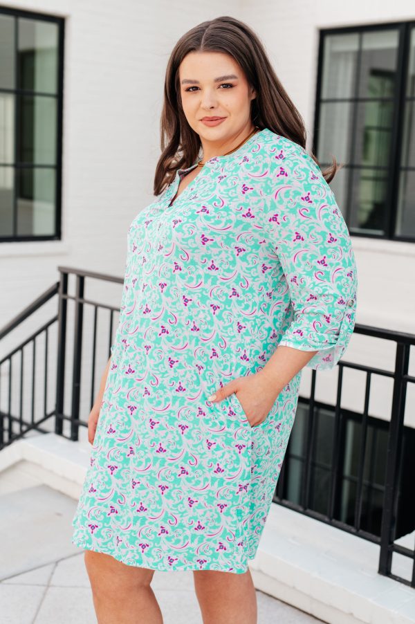 Hazel Blues® |  Lizzy Dress in Mint and Magenta Hot on Sale - Image 4