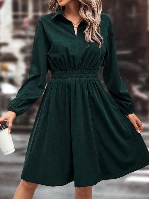 Hazel Blues® |  Smocked Johnny Collar Long Sleeve Dress Online Sale