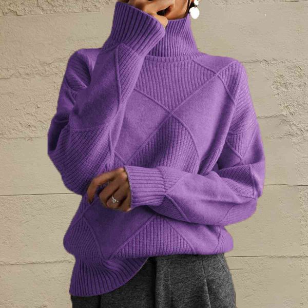 Hazel Blues® |  Geometric Turtleneck Long Sleeve Sweater Discount - Image 4