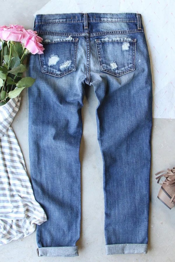 Hazel Blues® |  Distressed Football Straight Jeans For Cheap - Image 2