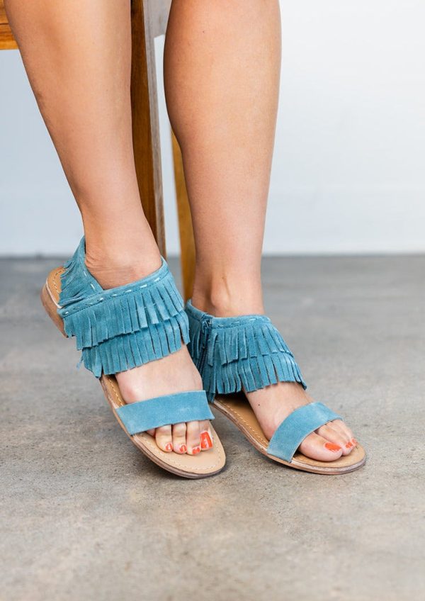 Hazel Blues® |  Fringe Star Sandal in Teal Discount