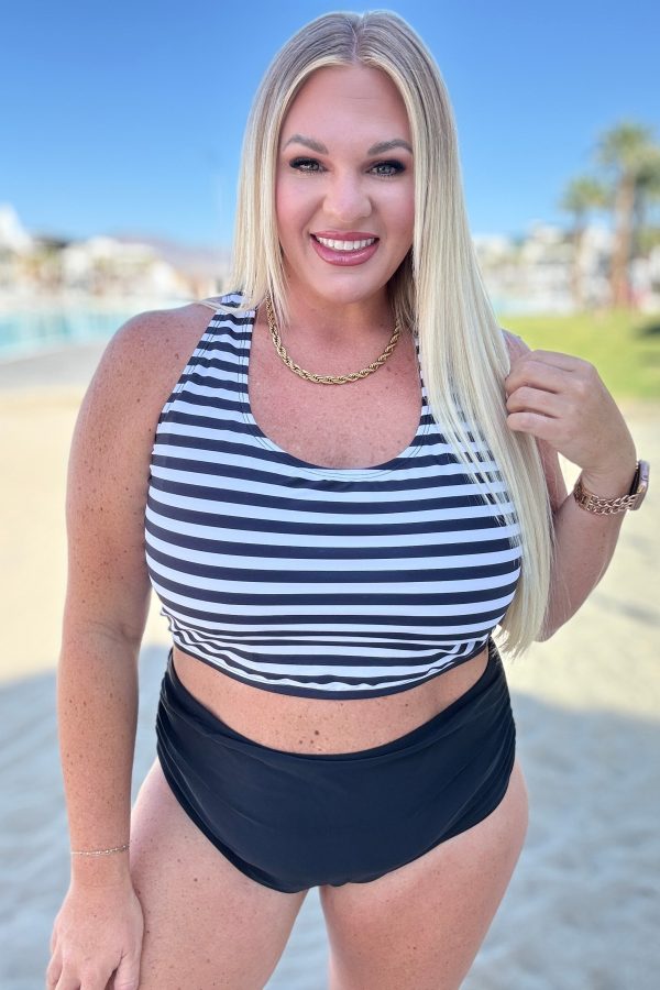 Hazel Blues® |  Cayman Islands Striped Swim Top Fashion