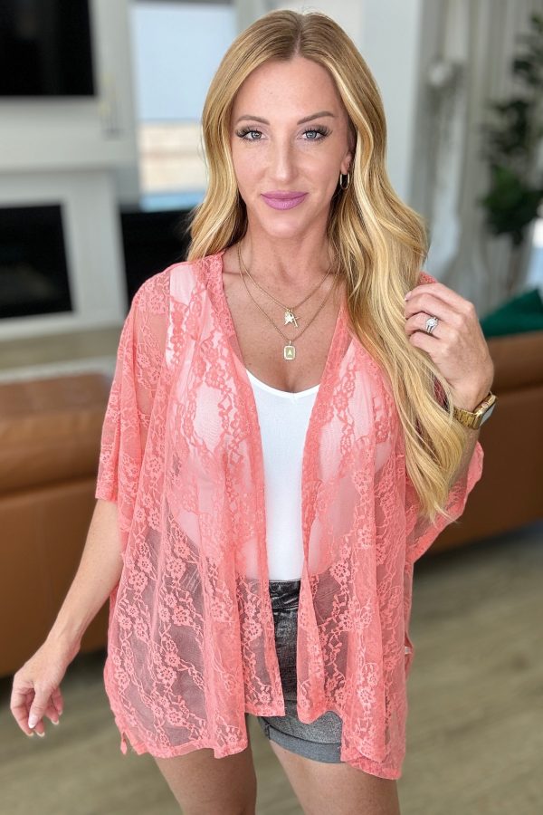 Hazel Blues® |  Good Days Ahead Lace Kimono In Coral Discount - Image 2
