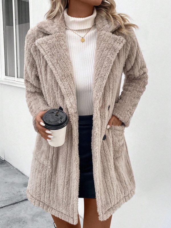 Hazel Blues® |  Fuzzy Button Up Long Sleeve Coat with Pockets Online Hot Sale