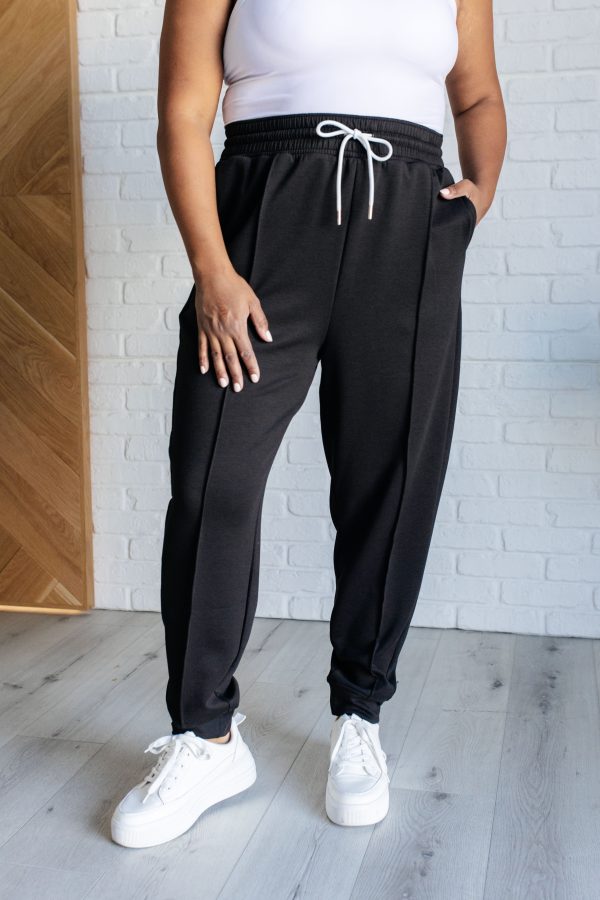 Hazel Blues® |  Center Seam Scuba Joggers in Black For Discount