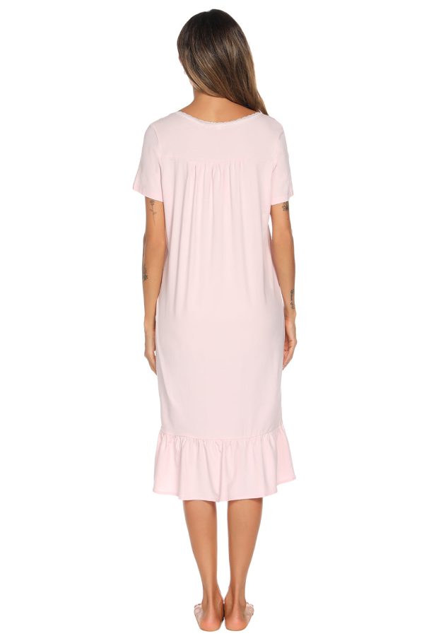 Hazel Blues® |  Lace Detail Square Neck Lounge Dress Online Sale - Image 5
