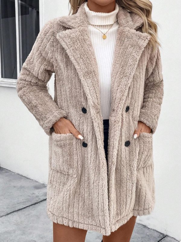 Hazel Blues® |  Fuzzy Button Up Long Sleeve Coat with Pockets Online Hot Sale - Image 3