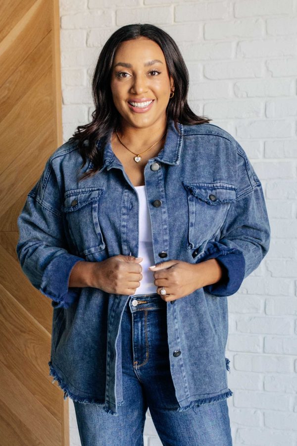 Hazel Blues® |  Just In Case Mineral Wash Shacket Sale
