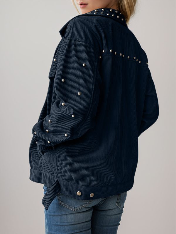 Hazel Blues® |  Studded Collared Neck Button Up Jacket Hot on Sale - Image 5