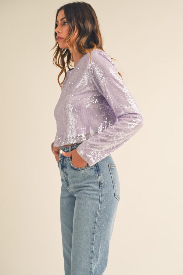 Hazel Blues® |  MABLE Shoulder Padded Sequin Crop Top Supply - Image 3