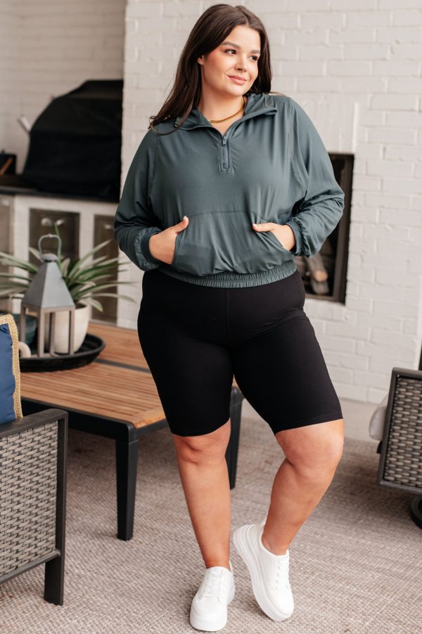 Hazel Blues® |  Morning Run Half Zip Hoodie in Smoked Spruce Cheap - Image 5