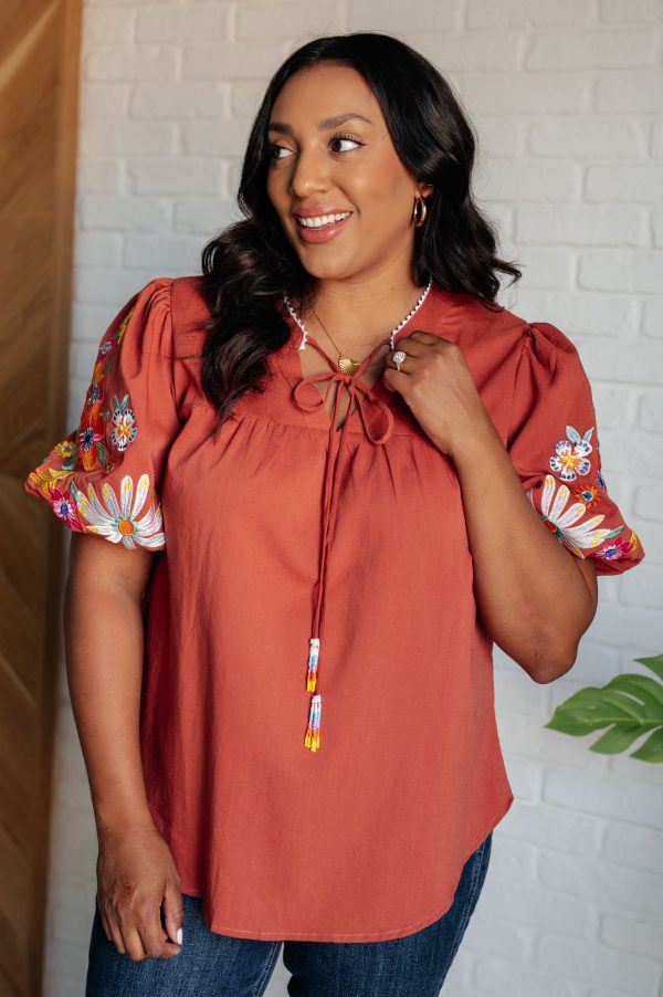Hazel Blues® |  No Concerns Embroidered Sleeve Blouse Fashion - Image 3