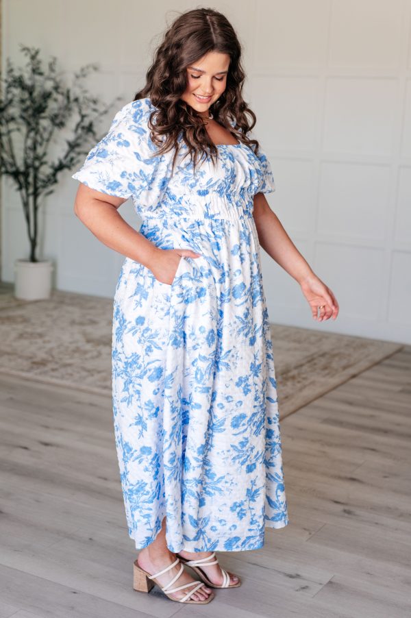 Hazel Blues® |  Nurturing Myself Square Neck Floral Dress in Blue Sale - Image 4