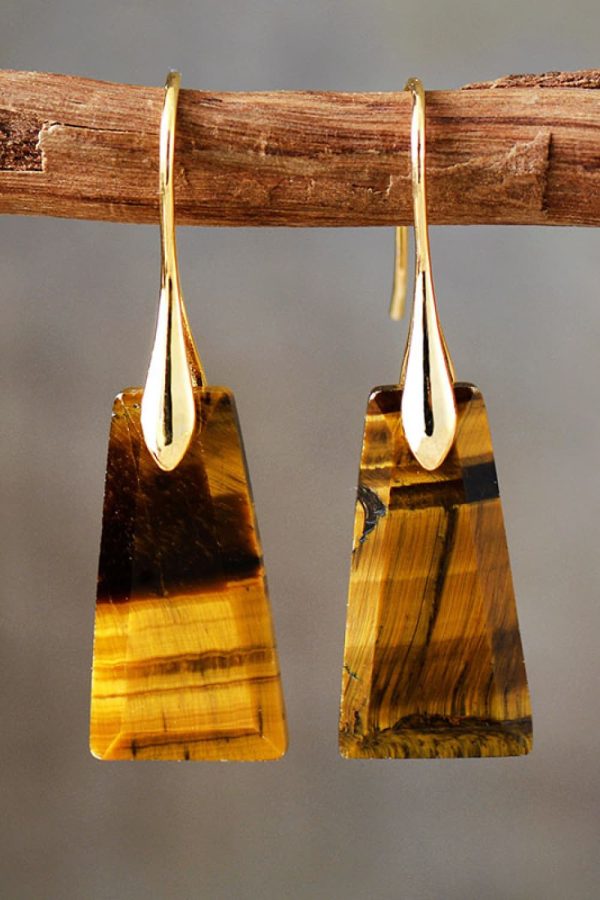 Hazel Blues® |  Handmade Geometrical Shape Natural Stone Dangle Earrings Hot on Sale